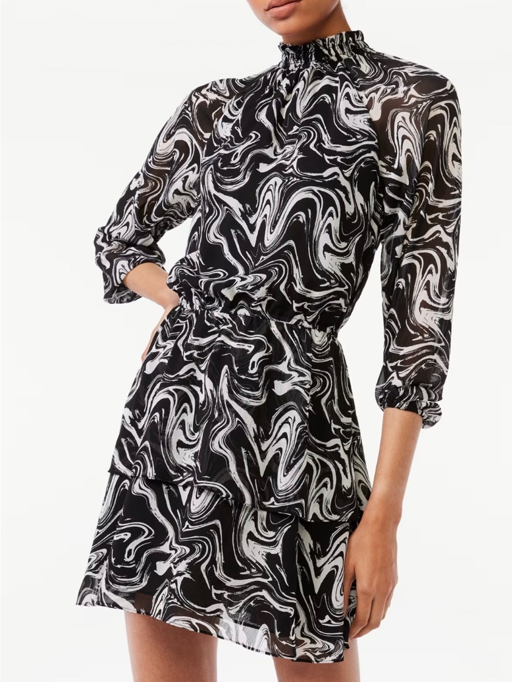 Women’s Tiered Dress w/ Smock Neck by Scoop | Color: Black <<<<<445>>>>>>>
